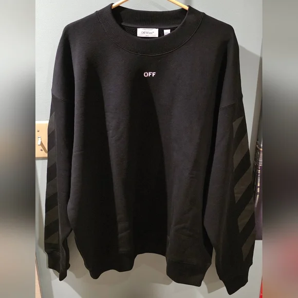 Off-White c/o Virgil Black Cornely Cotton Sweatshirt Size L Oversized Fit - Picture 2 of 7